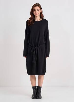 Robe pull coupe cintrée manches longues noir VILA femme