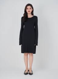 Robe mi-longue manches longues manches longues noir VILA femme
