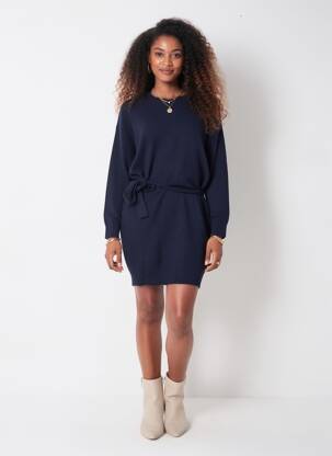 Robe pull stretch manches longues bleu ICHI femme