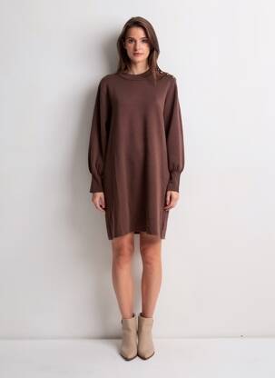 Robe pull stretch manches longues marron ARTLOVE femme