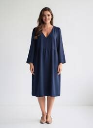 Robe mi-longue manches 3/4 manches 3/4 bleu GRACE & MILA femme