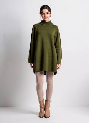 Robe pull tissage chiné manches longues vert GRACE & MILA femme