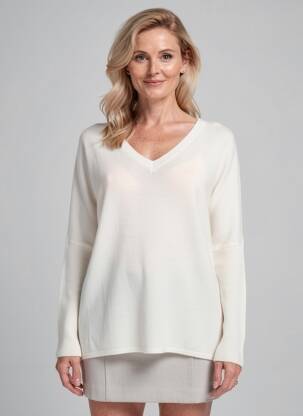 Pull col v manches longues beige ABSOLUT CASHMERE femme
