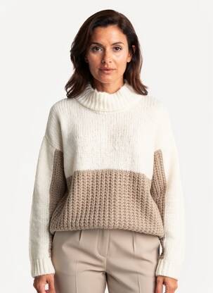 Pull coupe droite manches longues beige O'MER femme