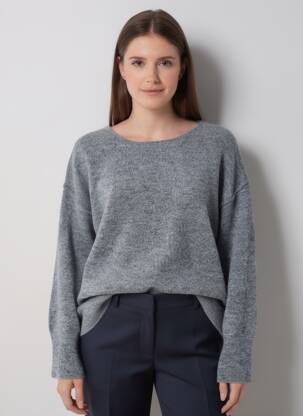 Pull tissage chiné manches longues gris AN' GE femme