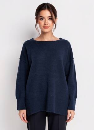 Pull coupe droite manches longues bleu AN' GE femme