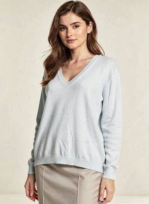 Pull col v manches longues bleu ARTLOVE femme