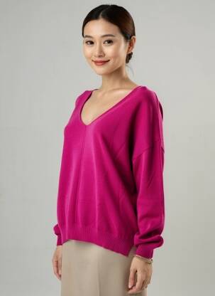 Pull tissage chiné manches longues violet PAKO LITTO femme