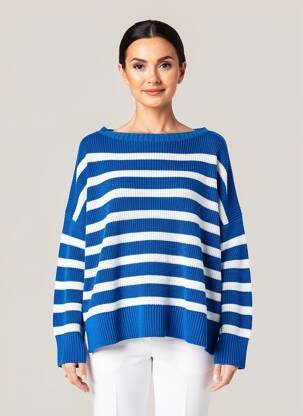 Pull coupe droite manches longues bleu O'MER femme