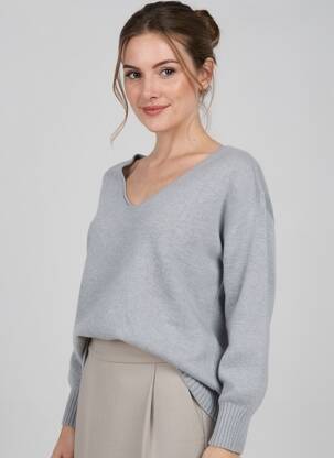 Pull tissage chiné manches longues gris PAKO LITTO femme