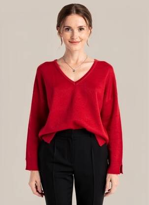 Pull coupe cintrée manches longues rouge ORFEO femme