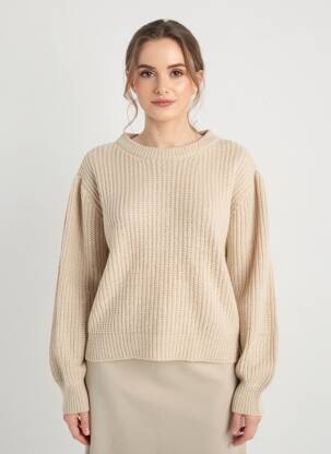 Pull stretch manches longues beige SIGNE NATURE femme