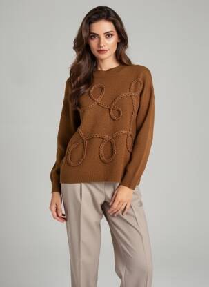 Pull stretch manches longues marron B.YOUNG femme