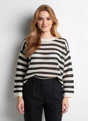Pull stretch manches longues noir STREET ONE femme