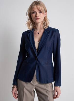 Blazer coupe cintrée bleu ICHI femme