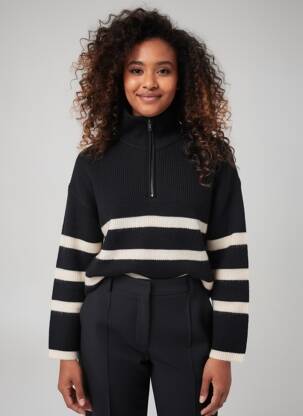 Pull col roulé coupe droite manches longues noir SELECTED femme