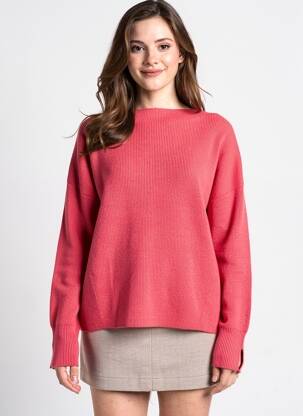 Pull coupe droite manches longues rouge ICHI femme