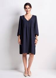 Robe mi-longue manches 3/4 manches 3/4 bleu GRACE & MILA femme
