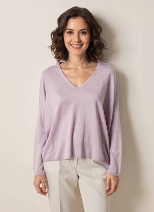 Pull coupe droite manches longues violet ORFEO femme