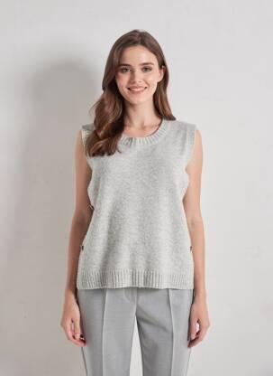 Pull coupe droite manches courtes gris INSPIRATION STUDIO femme