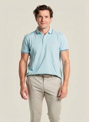 Polo coupe droite manches courtes bleu DAYTONA homme