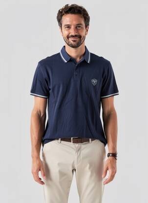 Polo coupe droite manches courtes bleu DAYTONA homme