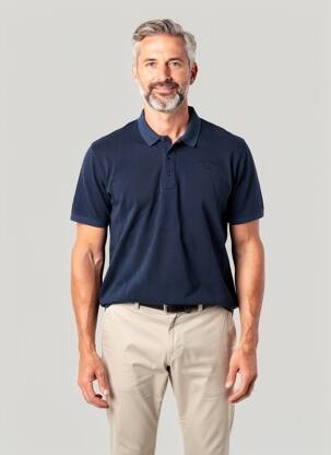 Polo coupe droite manches courtes bleu DAYTONA homme