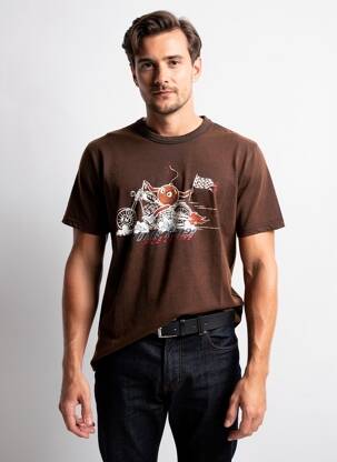 T-shirt coupe droite manches courtes marron DAYTONA homme