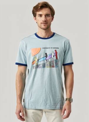 T-shirt coupe droite manches courtes bleu DAYTONA homme