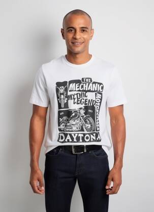 T-shirt coupe droite manches courtes blanc DAYTONA homme