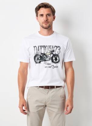T-shirt coupe droite manches courtes blanc DAYTONA homme