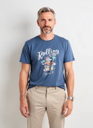 T-shirt coupe cintrée manches courtes bleu DAYTONA homme