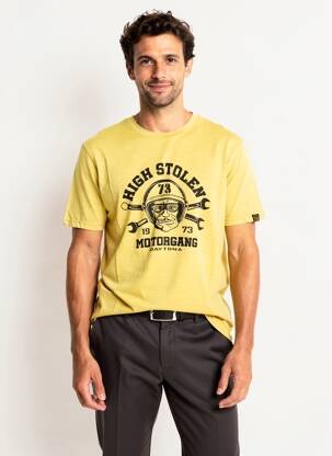 T-shirt tissage chiné manches courtes jaune DAYTONA homme