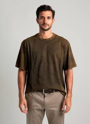 T-shirt coupe droite manches courtes marron DAYTONA homme