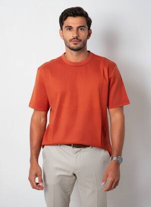T-shirt coupe droite manches courtes orange DAYTONA homme