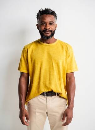 T-shirt coupe droite manches courtes jaune DAYTONA homme
