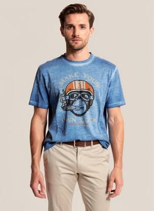T-shirt stretch manches courtes bleu DAYTONA homme
