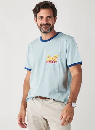T-shirt coupe cintrée manches courtes bleu DAYTONA homme