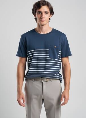 T-shirt stretch manches courtes bleu D73 homme