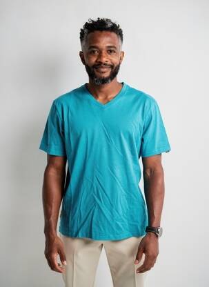 T-shirt coupe cintrée manches courtes bleu DAYTONA homme