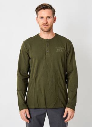 T-shirt col tunisien manches longues vert DAYTONA homme