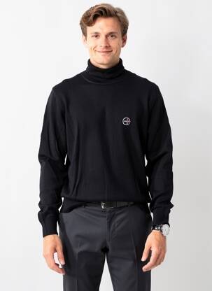 Pull col roulé stretch manches longues noir DAYTONA homme