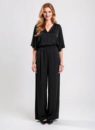 Combi-pantalon coupe fluide manches 3/4 noir ACCESS FASHION femme
