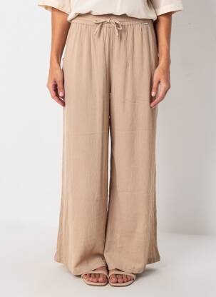 Pantalon large tissage crêpe taille normale beige AGATHE & LOUISE femme