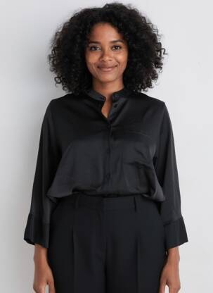 Chemisier col mao manches 3/4 noir PAKO LITTO femme
