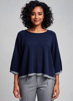 Pull stretch manches 3/4 bleu PAKO LITTO femme