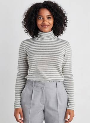 Sous-pull imprimé rayures manches longues gris PAKO LITTO femme