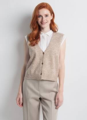 Gilet sans manche fermeture boutonnée sur le devant marron GRACE & MILA femme