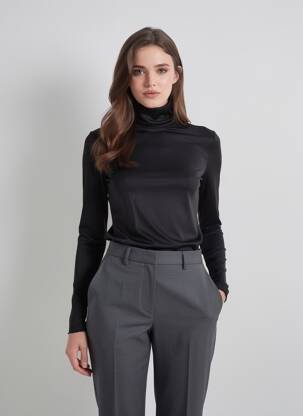 Sous-pull stretch manches longues noir ORAIJE femme
