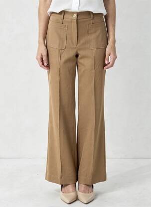 Pantalon flare taille élastique taille normale marron AN' GE femme